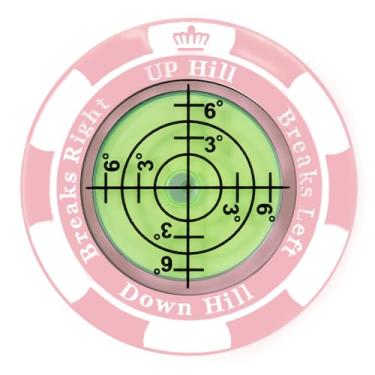 Imagem de SlopeMaster ProGreen Reader - Marcador de bola com clipe de chapéu de golfe com auxílio de leitura verde de alta precisão, acessórios de golfe para homens e mulheres (preto) (ficha de pôquer, rosa)