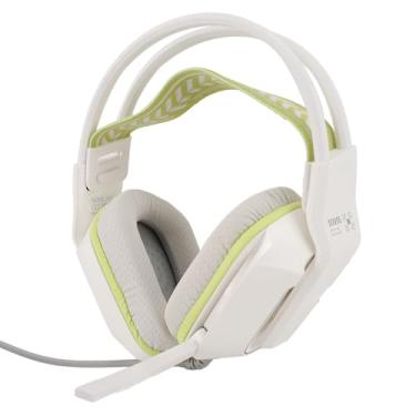 Imagem de Fone de Ouvido para Jogos Com Fio, Fones de Ouvido de Computador Com Microfone e Almofadas de Espuma de Memória, Fones de Ouvido Com Fio para Faixa de Cabeça Ajustável (Branco)