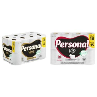 Imagem de Kit Personal Papel Higiênico Folha Tripla 16 Rolos 20m + Folha Dupla 16 Unidades