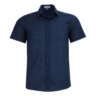 Imagem de Camisa Social Amil Masculina Manga Curta Comfort 1845, Azul, Marinho, 