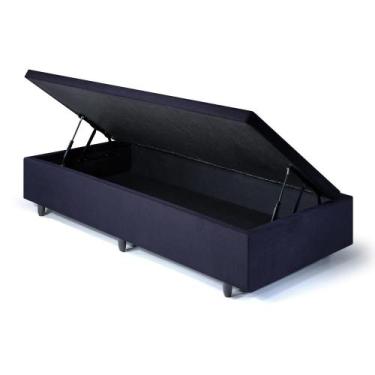 Imagem de Box Baú 96x203x34 cm Abertura Lateral Suede Preto - Cama inHouse