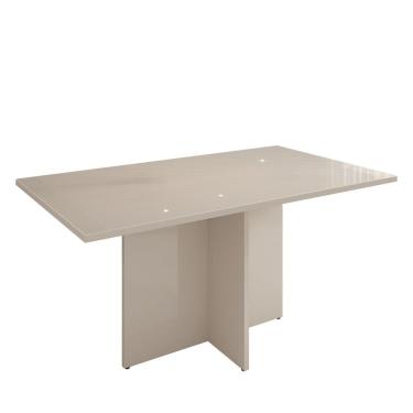Imagem de Mesa Para Sala De Jantar 6 Lugares 160Cm Tampo Em Vidro Paris Casa D Off White