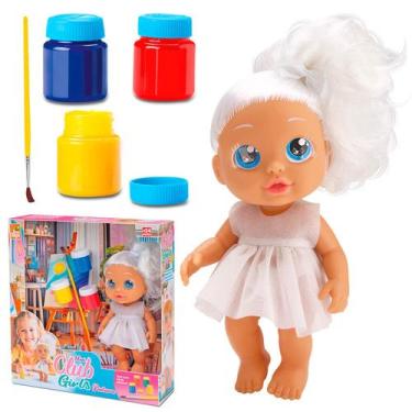 Imagem de Boneca Articulada Para Pintar Mini Club Girls Pintura Com Kit Pintura 