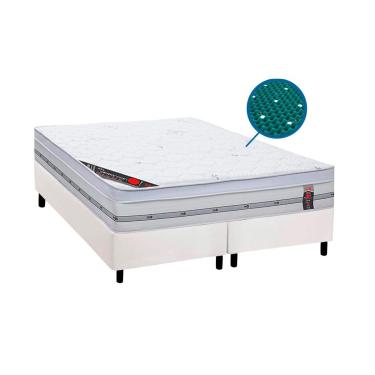Imagem de Cama Box King: Colchão c/ Vibro Massagem Castor Magnético Gold Star + Base CRC Courano White (193x203)