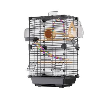 Imagem de Gaiola de pássaro grande gaiola ecológica casa villa papagaio gaiola especial gaiola de voo (preto)