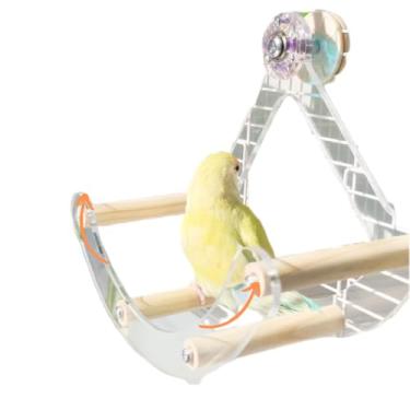 Imagem de Brinquedo giratório para pássaros, roda de corrida de madeira e acrílico, brinquedos de papagaio para calopsitas, periquitos, conures, papagaios, acessórios para exercícios (corsário)