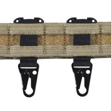 Imagem de Clipe tático MOLLE com gancho de choque para cinto de batalha clipe de engrenagem mosquetão para pendurar em T clipe de cinto tático clipe para teclado MOLLE acessórios do sistema 2 peças (preto)