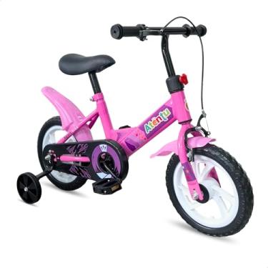 Imagem de Bicicleta Infantil Aro 12 com Pedal e Rodinhas de Apoio para Menino e Menina, Modelo Educativo, Confortável e Seguro para Primeiros Passeios (Rosa)