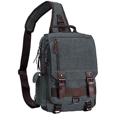 Imagem de Mochila de ombro transversal com alça carteiro da El-fmly para viagens ao ar livre, esportiva, laptop para homens, Preto, Large