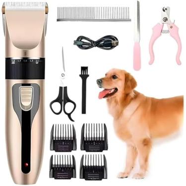 Imagem de Máquina de Tosa Pets Profissional Kit Silenciosa Aparador com Lâminas Precisas e com Altura Ajustável Recarregável Maquininha de Tosar 110V/220V acompanha acessórios Linha Premium