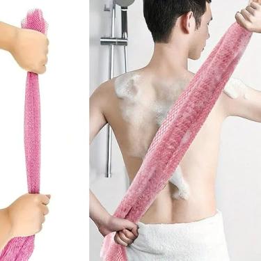 Imagem de Rede Africana Longa Esponja de Banho Stretch Comprimento até 172 cm Corpo de Banho Esfoliante Chuveiro Corpo Costas Esfoliante Pele Suave (Rosa)