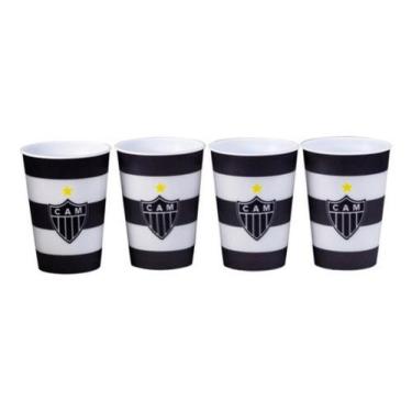 Imagem de Kit Com 4 Copos Plástico 3D Atlético Mineiro 400 Ml - Mileno