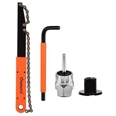 Imagem de Oumers Ferramenta de remoção de cassete de bicicleta, ferramenta de remoção de roda livre de cassete com chicote de corrente e chave auxiliar Remoção de anel de bloqueio de cassete de bicicleta,