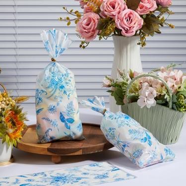 Imagem de Sweetude 100 peças de sacos de guloseimas de celofane de festa de flores silvestres de plástico transparente suprimentos de presente para chá de bebê, chá de panela, aniversário, lembrancinhas de