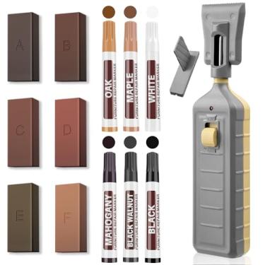 Imagem de Kit de reparo de piso de vinil com caneta térmica - 6 cores de cera de madeira de madeira marcador de móveis laminado kit de reparo capa arranhões, manchas, rachaduras, furos para portas, armários