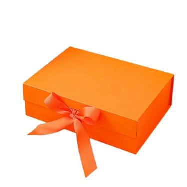 Imagem de iefoah Caixa de presente laranja para presentes 12,4 × 26 × 8,5 pol. Caixa de presente com tampa fecho magnético padrinho dama de honra caixa de presente para casamento, aniversário, dia dos namorados