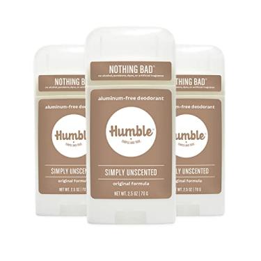 Imagem de Desodorante Humble All Natural, livre de alumínio e parabenos, desodorante masculino e feminino sem crueldade, simplesmente sem perfume, pacote com 3