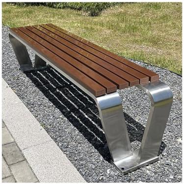 Imagem de Bancos de pátio sem costas à prova de intempéries 100/120/150/180 cm, banco externo, banco de jardim de metal, estrutura de metal, banco externo para jardim, varanda, parque, B, 100 x 40 x 45 cm