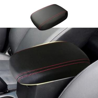 Imagem de BOLTRY Capa de caixa de apoio de braço para console central adequada para Subaru Forester 2013-2018 capa protetora de couro PU à prova d'água antiarranhões acessórios interiores ponto vermelho
