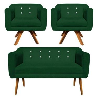 Imagem de Kit Namoradeira 2 Lugares E 2 Poltronas Julia Verde - D' ROSSI