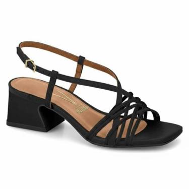 Imagem de Sandália Feminina Vizzano Salto Baixo Grosso Casual Fivela Ajuste Conf