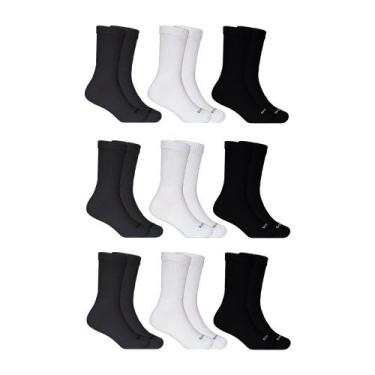 Imagem de Kit 9 Meia Cano Médio Infantil  Algodão Branco Preto Chumbo - TED SOCK