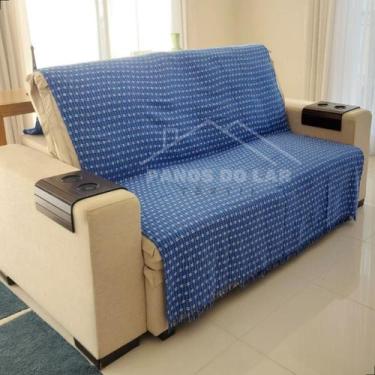 Imagem de Manta para Sofá Grande de 2 ou 3 Lugares Azul 100% Algodão 2,50x1,80 C
