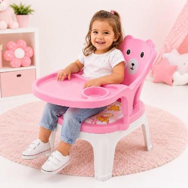 Imagem de Cadeira de Alimentação Infantil Lanche Multiuso 6 Meses a 5 Anos com Bandeja Removível Fixa Rosa Yeet
