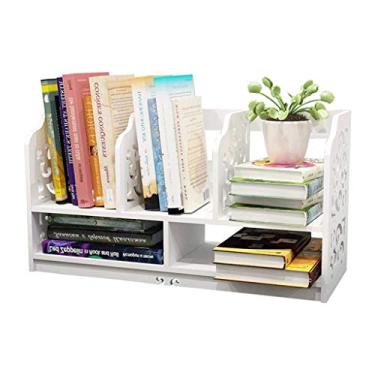 Imagem de KIZQYN Estante de madeira aberta independente prateleira de livros organizador de mesa armazenamento estacionário prateleira de exibição de mesa mantenha a mesa limpa para escritório cozinha estante