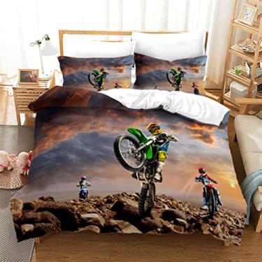 Capa de edredão da motocicleta esportes tema motocross jogo cama