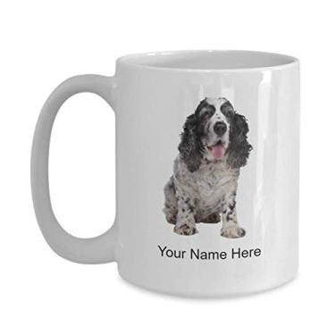 Imagem de Caneca personalizada de cocker-spaniel – Caneca de café para amantes de english-cocker-spaniel Idea crianças meninos meninas amam – Caneca de café de 425 g
