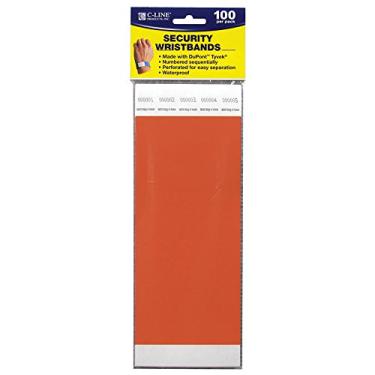 Imagem de C-Line Products CLI89102 Dupont Tyvek Security Wristband, 3/4" Width, 10" Length, Orange (Pack of 100)