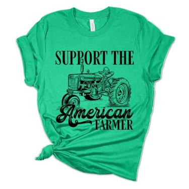 Imagem de Camiseta feminina Farm Support American Farmers manga curta, Kelly mesclado, M