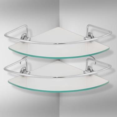 Imagem de Kit 2 Prateleira Para Banheiro de Canto Porta Shampoo Vidro Temperado 6mm Cantoneira Para Banheiro Incolor