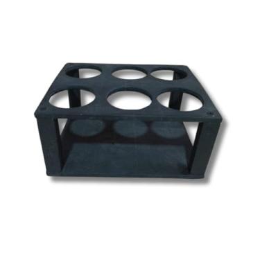 Imagem de Porta Temperos em Madeira para 6 Frascos de 100 ml, Preto