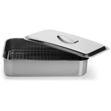 Imagem de Assadeira Retangular Inox Alta com Grelha Tampa 39x23 Forma