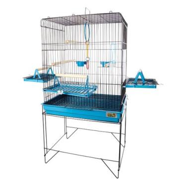 Imagem de Viveiro Gaiola para Calopsita Triplex Confort - Jel Plast, Black/Azul