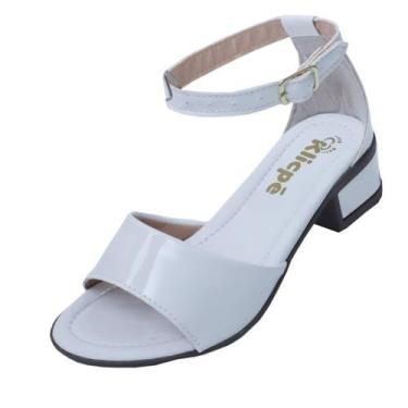 Imagem de Sandalia Infantil Menina  Salto Grosso Confortável  Brilho Verniz - Kl