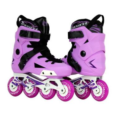 Imagem de Patins Freestyle Traxart Revolt Lilas com Base Branca - 80mm ABEC-9, #