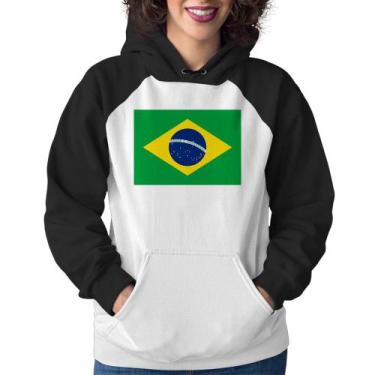 Imagem de Moletom Feminino Bandeira Brasil - Foca na Moda, Branco, Preto, M