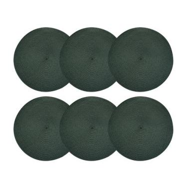 Imagem de Jogo Americano Redondo 6 Lugares Fresno Espiral Verde Militar Sousplat