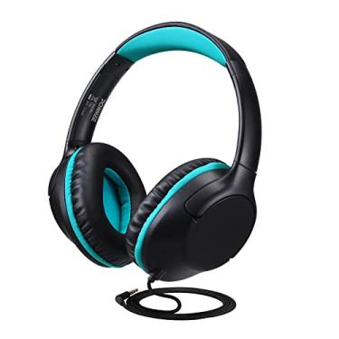 Imagem de POWMEE Fones de ouvido para crianças com over-ear para crianças/adolescentes/escola com 94dB Volume limitado Ajustável estéreo 3,5 mm Cabo de fio para tablets Fire / Viagem/PC/telefones (preto)