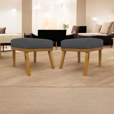 Imagem de Kit 2 Puffs Decorativos Firenze Retangular - Cinza Corino