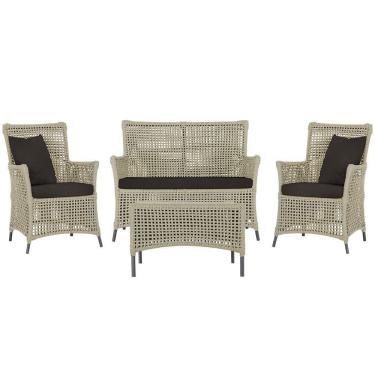 Imagem de Jogo Sofá E 2 Poltronas E Mesa Igapó Preta E9 Trama Original Rami