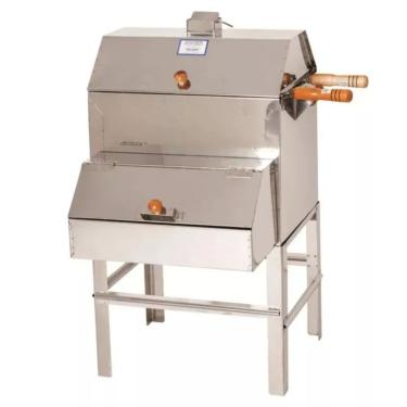 Imagem de Churrasqueira Inox Apartamento Sem Fumaça Portátil 1 Grelha 2 Espetos 50x41x84