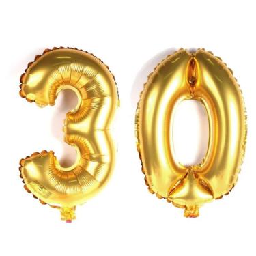 Imagem de Balão Metalizado Número 30 Dourado - 70cm