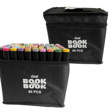 Imagem de Kit Canetas Marcador Para Colorir Com Ponta Dupla E 80 Cores - Book Bo