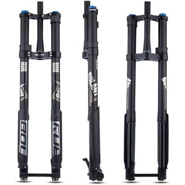 Imagem de Garfo Mtb Downhill 26 27.5 29 Ih Mountain Bike Garfo De Suspensão A Ar Reto Cônico Ombro Duplo Invertido Garfo Curso 160mm Rebote Ajustável Bloqueio Manual, Black Tapered