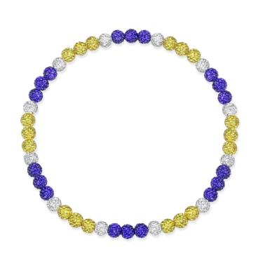 Imagem de NUKAYAI Colar de beisebol masculino com contas brilhantes de 40,6 cm/45,7 cm/50,8 cm, acessórios de beisebol de discoball inspirados em strass, colares de gotejamento para jogadores amantes de times e