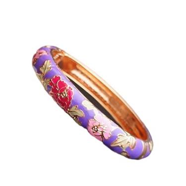Imagem de Only My Live Home Pulseira clássica de flores esmaltadas Cloisonne para presentes femininos, joias artesanais tradicionais étnicas chinesas, Inner Diameter 2.36 inch wide 0.47 inch about, Cobre, Sem